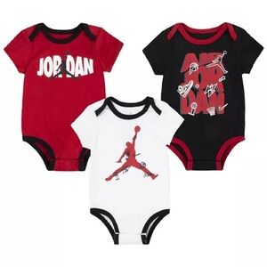 Jordan Infant Bodysuit Trio - Red, Black, White